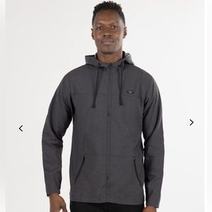 TRAVIS MATHEW ELEMENT OF SURPRISE FULL ZIP JACKET HEATHER BLACK: SIZE L